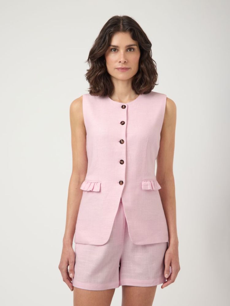 YASAGANA LINEN BLEND WAISTCOAT 285095 Pink Lad