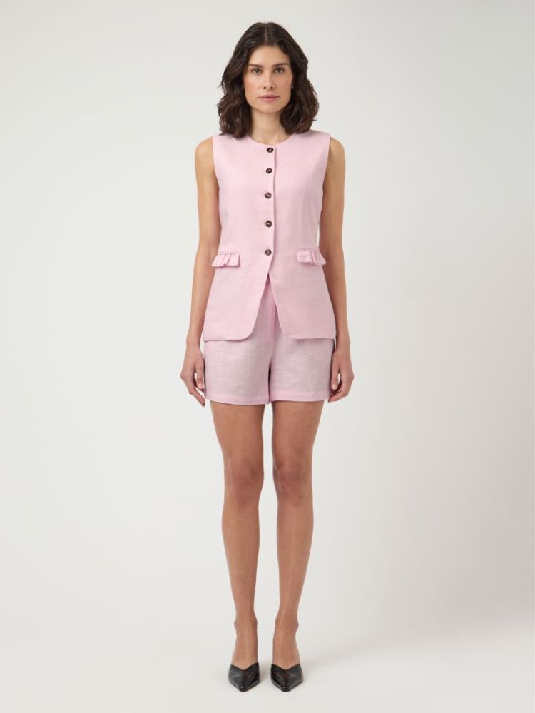 YASAGANA LINEN BLEND WAISTCOAT 285095 Pink Lad