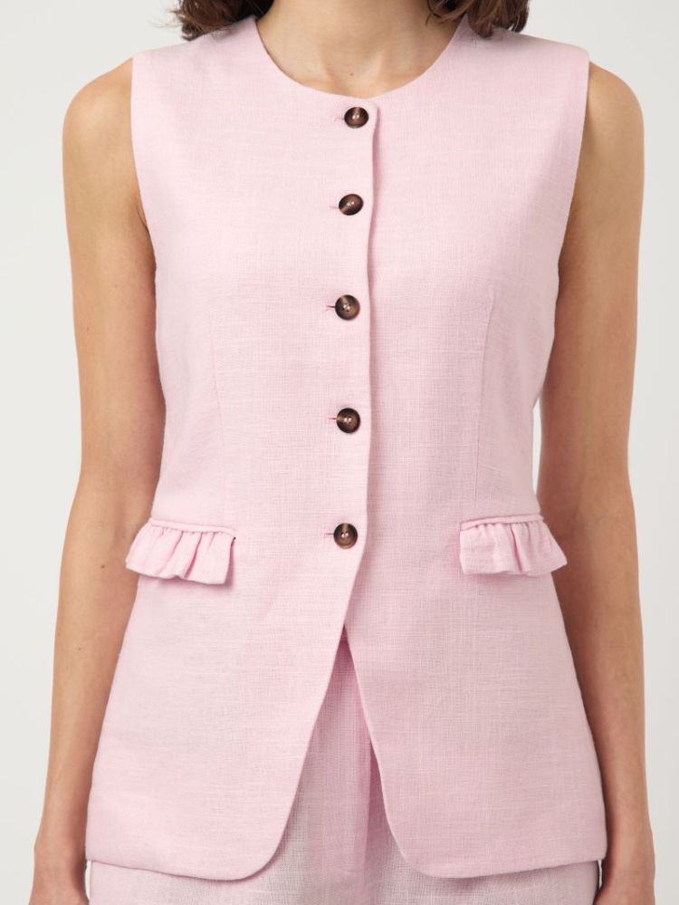 YASAGANA LINEN BLEND WAISTCOAT 285095 Pink Lad