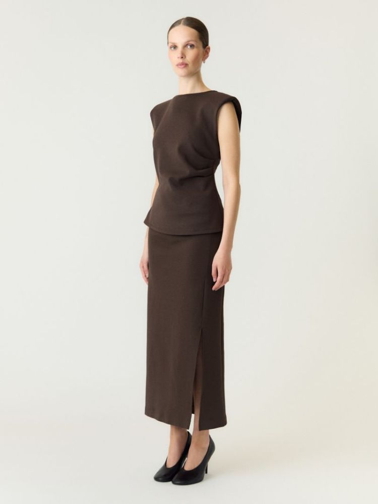 YASPINA HW LONG SKIRT NOOS 298838 Chocolat