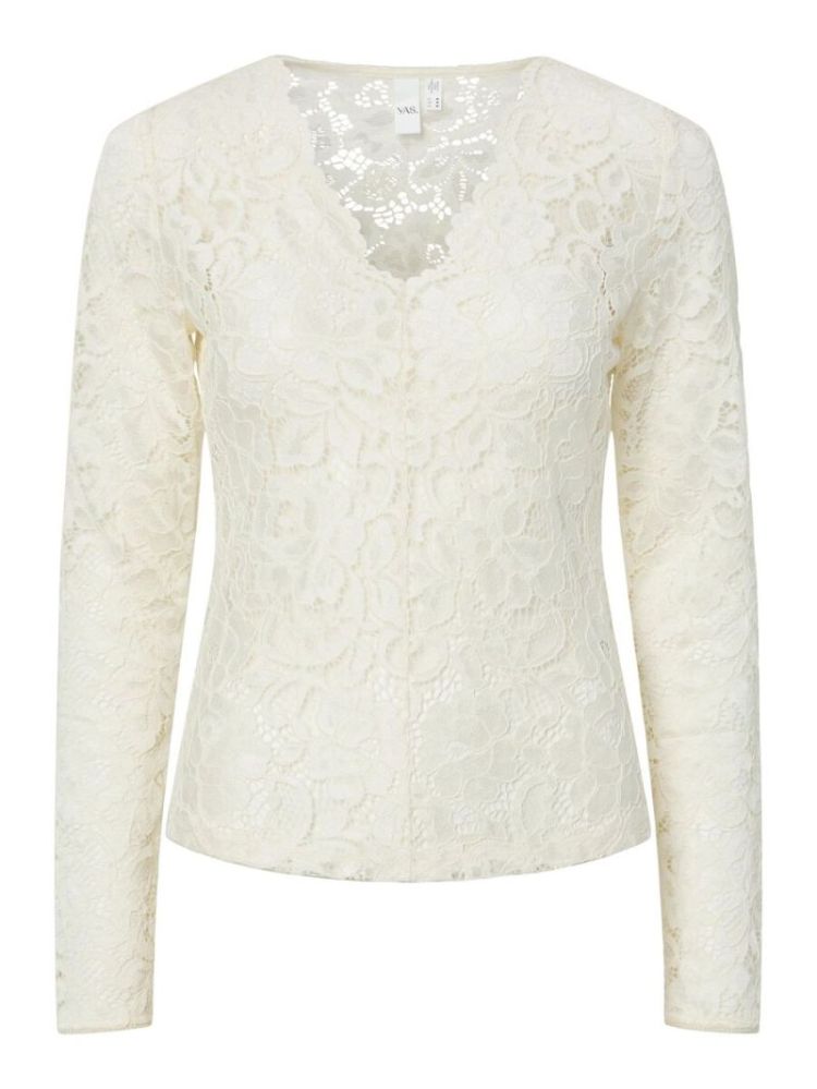 YASLACEY LS V-NECK LACE TOP S. 208930 Pristine