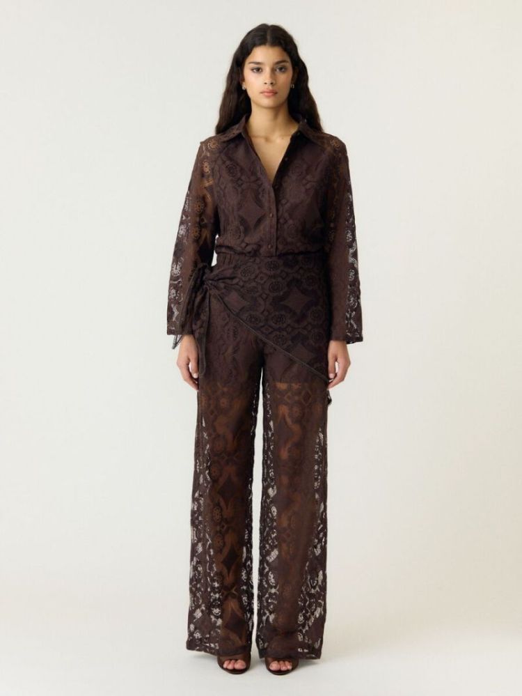YASALMI HW SCARF LACE PANT 229437001 Coffe