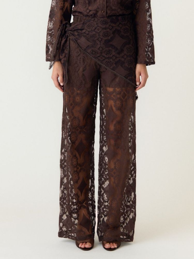 YASALMI HW SCARF LACE PANT 229437001 Coffe