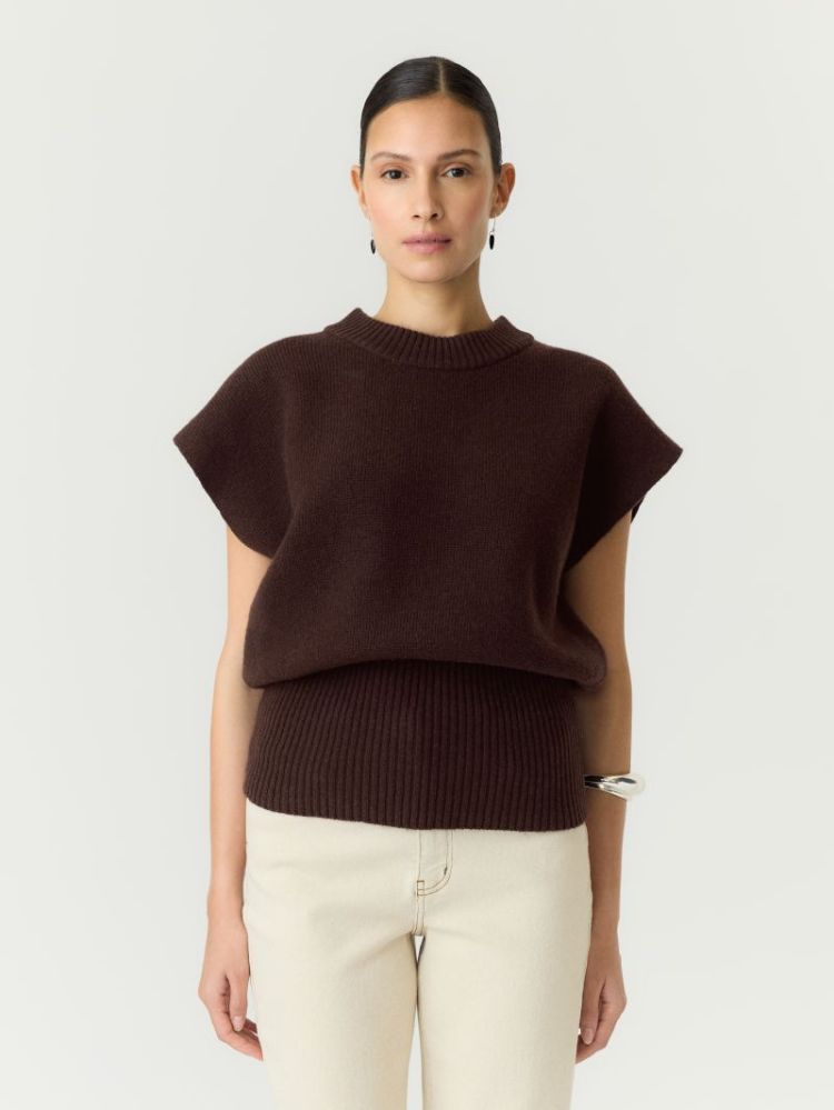 YASESLI SL WOOL BLEND KNIT VES 229437 Coffee B